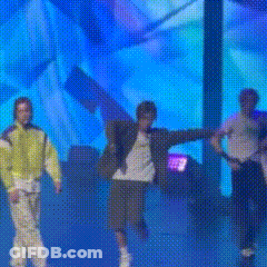 Men Dancing On Blue Stage GIF