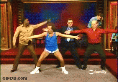 Men Dancing On Stage In Front Of ABC Family Sign GIF