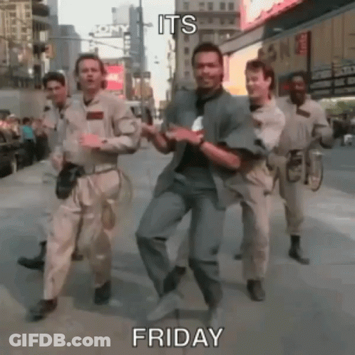 Men Dancing On Street Saying It's Friday GIF
