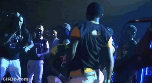 Men Dancing One Wearing Black Shirt With Letter P GIF