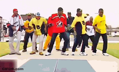 Men Dancing One Wearing Red Jersey Number 8 GIF