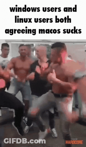 Men Dancing Windows Users Linux Users MacOS Sucks GIF