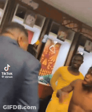 Men Dancing With TikTok Text GIF