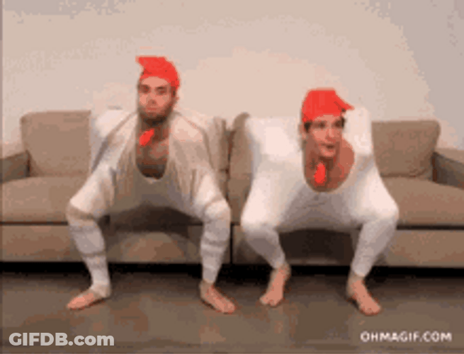 Men Dressed As Chicken  Funny Dance GIF