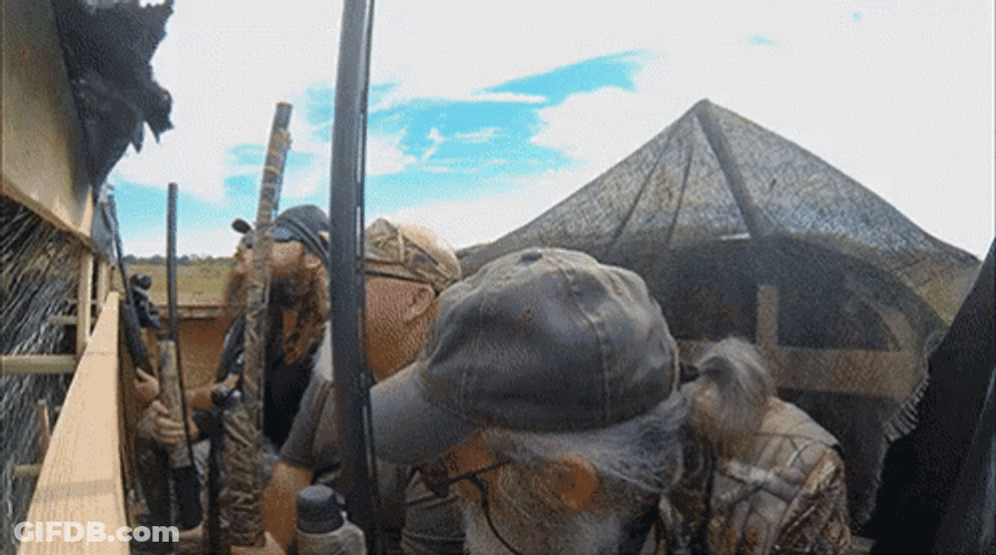 Men Duck Hunting With Decoys GIF