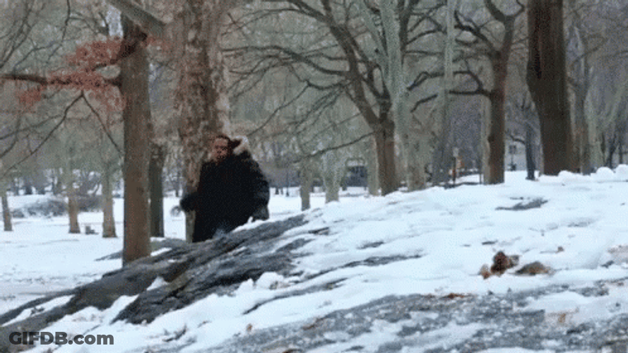 Men Exchanging Snowball Fight GIF