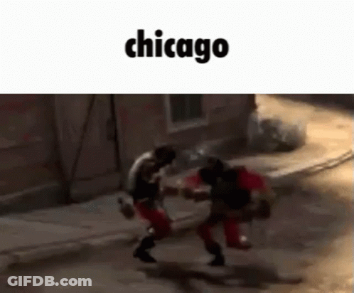 Men Fighting On Chicago Sidewalk GIF