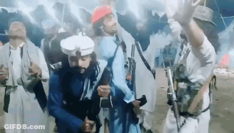 Men Holding Guns Blowing Smoke GIF