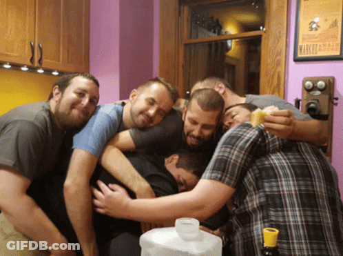 Men Hugging By March Poster GIF