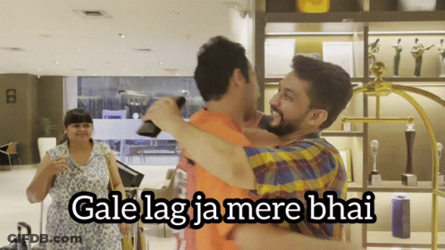 Men Hugging Gale Lag Ja Mere Bhai GIF