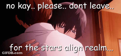 Men Hugging No Kay Please Don't Leave Stars Align Realm GIF
