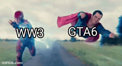 Men In Capes Flying With WW3 And GTA6 GIF