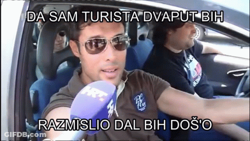 Men In Car, One With Sunglasses And Purple Microphone GIF