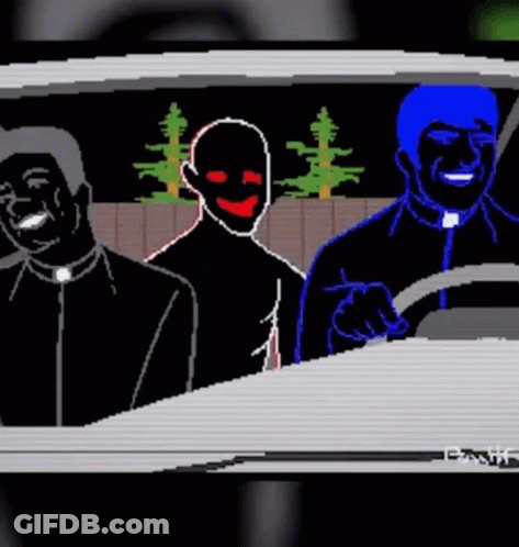 Men In Car With One Masked GIF