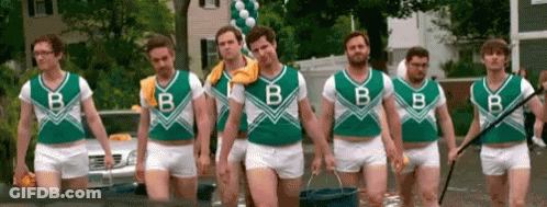 Men In Cheerleader Uniforms With B GIF