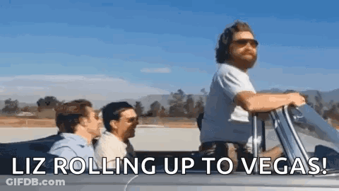 Men In Convertible Car Liz Rolling Up To Vegas GIF