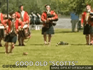 Men In Kilts Playing Bagpipes Good Old Scotts GIF