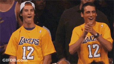 Men In Lakers Jerseys Clapping GIF