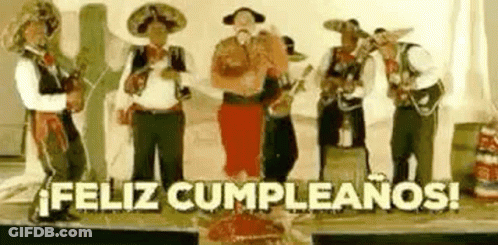 Men In Mexican Costumes Playing Instruments GIF