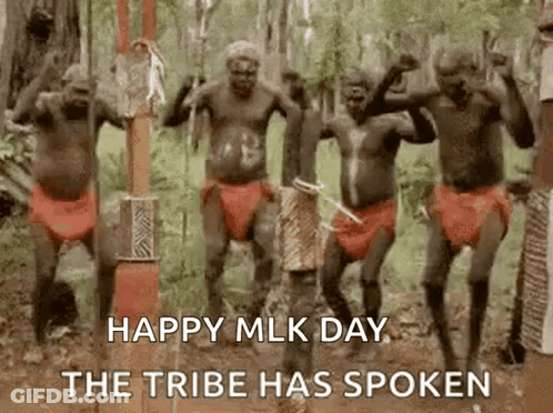 Men In Red Underwear Dancing In Woods Happy MLK Day The Tribe Has Spoken GIF