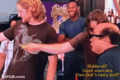 Men In Room One Says Ridderall Oooh Snortskis GIF
