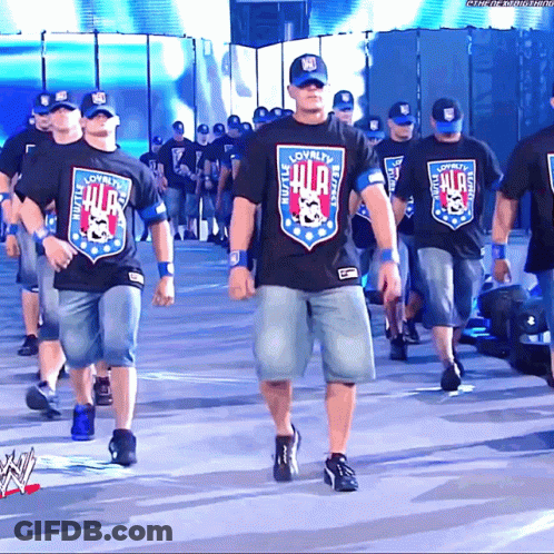 Men In Shirts Saying Loyalty Hustle And Respect Walking On Stage GIF