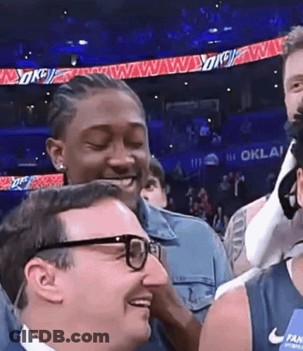 Men In Stadium Watching Basketball Wearing Glasses GIF