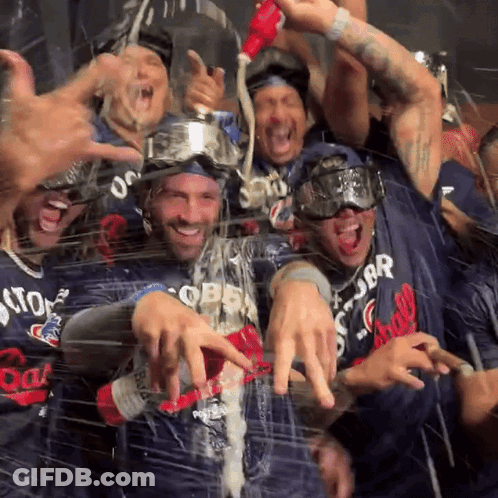 Men In Storm Chasers Jerseys Celebrating GIF