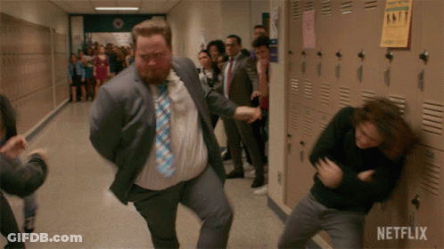 Men In Suits Fighting In Hallway Netflix GIF