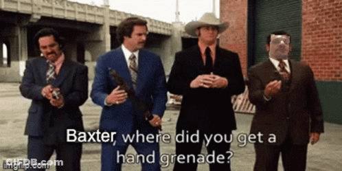 Men In Suits One Holding Hand Grenade GIF