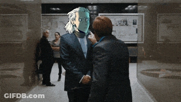 Men In Suits Shaking Hands In Hallway GIF