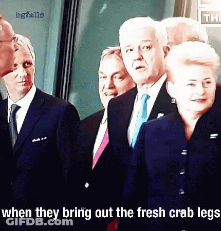 Men In Suits When They Bring Out Fresh Crab Leg GIF