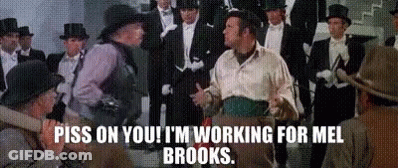 Men In Top Hats Saying Piss On You I'm Working For Mel GIF