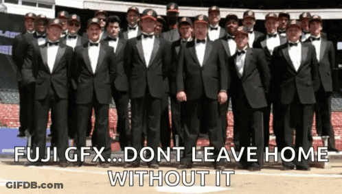 Men In Tuxedos And Bow Ties Posing Fuji GFX GIF