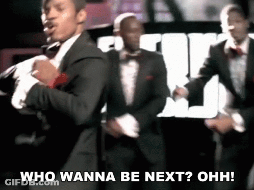 Men In Tuxedos Dancing Who Wanna Be Next GIF
