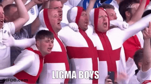 Men In White And Red Outfits Ligma Boys GIF