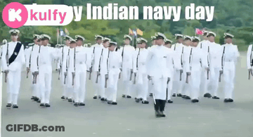 Men In White Uniforms Marching In Parade Kulfyy Indian Navy Day GIF