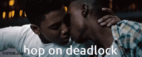 Men Kissing Hop On Deadlock GIF