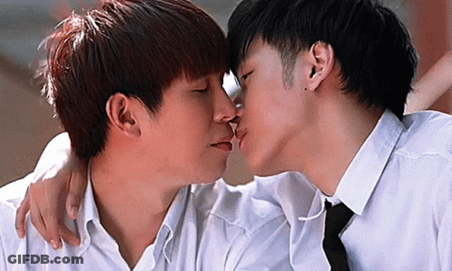 Men Kissing On Cheek GIF