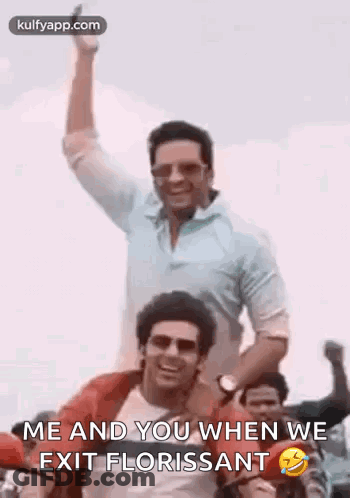 Men Laughing With Arms Raised GIF