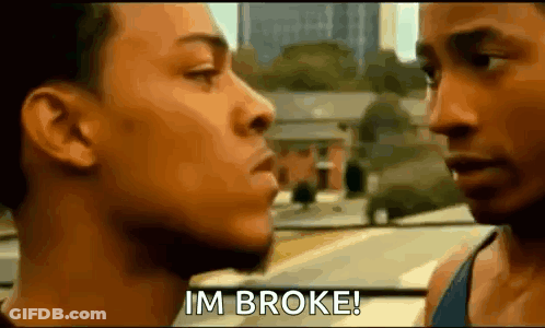 Men Looking At Each Other Saying Im Broke GIF