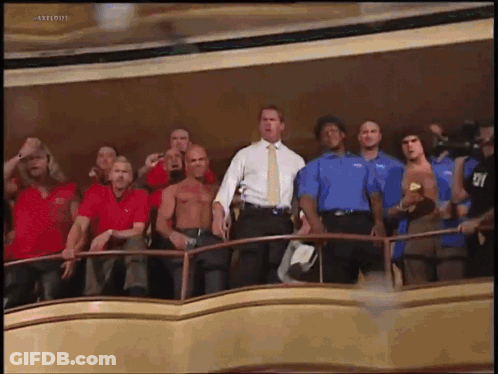 Men On Balcony One Wearing Y Shirt GIF