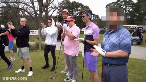 Men On Golf Course With Par 4 Sign GIF