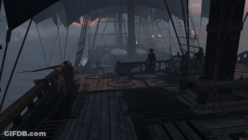 Men On Ship With Steering Wheel Saying Captain GIF