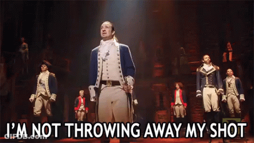 Men On Stage Saying I'm Not Throwing Away My Shot GIF
