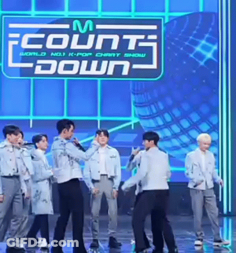 Men On Stage With Countdown Sign GIF