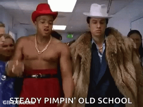Men, One In Fur Coat And Cowboy Hat GIF