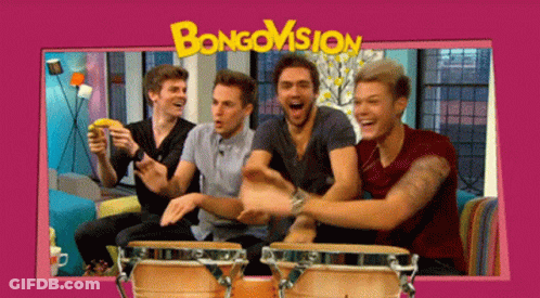 Men Playing Bongo Drums At Bongovision GIF