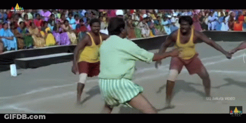Men Playing Game In Front Of Crowd GIF