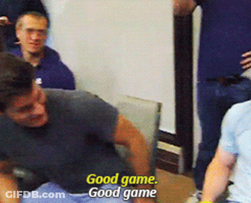 Men Playing Game Saying Good Game GIF